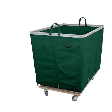 Steele Canvas Basket 16 BU Permanent Truck Green Vinyl w/Grey Vinyl - 3in Casters Diamond Mount 9416VGRNVGRYW3
